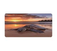 Tapis de bureau 30 x 60 cm « Coucher de soleil sur les tortues marines », bords cousus, grand tapis de souris gaming antidérapant en caoutchouc, idéal pour PC, ordinateur portable et bureau à domici