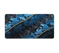 Tapis de bureau à motifs bleus et noirs 30 x 60 cm avec bords cousus, grand tapis de souris gaming antidérapant en caoutchouc pour ordinateur de bureau, ordinateur portable et bureau à domicile.