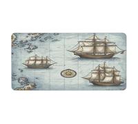 Tapis de bureau carte de bateau 30 x 60 cm avec bords cousus, grand tapis de souris gaming antidérapant en caoutchouc pour ordinateur de bureau, clavier, ordinateur portable et souris de travail à d