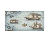 Tapis de bureau carte de bateau 40 x 80 cm avec bords cousus, grand tapis de souris de jeu avec base en caoutchouc antidérapante pour ordinateur de bureau, clavier, ordinateur portable et souris de