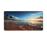 Tapis de bureau « Coucher de soleil sur la plage » 30 x 60 cm avec bords cousus, grand tapis de souris gaming antidérapant en caoutchouc pour ordinateur de bureau, clavier, ordinateur portable et so