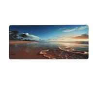 Tapis de bureau « Coucher de soleil sur la plage » 30 x 81 cm avec bords cousus, grand tapis de souris de jeu avec base en caoutchouc antidérapante pour ordinateur de bureau, clavier, ordinateur por