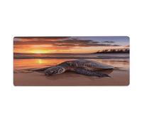 Tapis de bureau « Coucher de soleil sur les tortues marines » 30,5 x 81 cm (12 x 32 pouces) avec bords cousus, grand tapis de souris de jeu avec base en caoutchouc antidérapante pour ordinateur de b