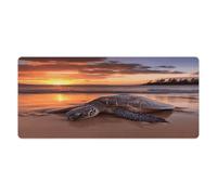 Tapis de bureau « Coucher de soleil sur les tortues marines » 40,6 x 88,9 cm (16 x 35 pouces) avec bords cousus, grand tapis de souris de jeu avec base en caoutchouc antidérapante pour ordinateur de