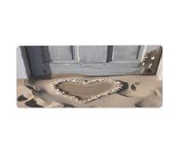 Tapis de bureau Cœur de sable de plage 30 x 80 cm avec bords cousus, grand tapis de souris gaming antidérapant en caoutchouc pour ordinateur de bureau, clavier, ordinateur portable et souris de trav