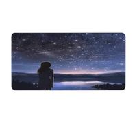 Tapis de bureau « Fille regardant les étoiles » 30 x 60 cm avec bords cousus, grand tapis de souris gaming antidérapant en caoutchouc pour ordinateur de bureau, ordinateur portable et bureau à domic