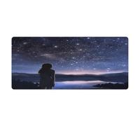 Tapis de bureau « Fille regardant les étoiles » 40,6 x 88,9 cm (16 x 35 pouces) avec bords cousus, grand tapis de souris de jeu avec base en caoutchouc antidérapante pour ordinateur de bureau, ordin