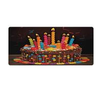 Tapis de bureau « Joyeux anniversaire » grand format (40,6 x 88,9 cm) avec bords cousus, tapis de souris gaming grand format avec base antidérapante en caoutchouc pour ordinateur de bureau, clavier,