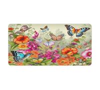 Tapis de bureau Oiseaux, Fleurs et Papillons 30 x 60 cm avec bords cousus, grand tapis de souris gaming antidérapant en caoutchouc pour ordinateur de bureau, ordinateur portable et bureau à domicile