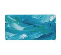 Tapis de bureau texturé peinture à l'huile bleue 30 x 60 cm avec bords cousus, grand tapis de souris gaming antidérapant en caoutchouc pour ordinateur de bureau, clavier, ordinateur portable et sour