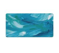 Tapis de bureau texturé peinture à l'huile bleue 40 x 80 cm avec bords cousus, grand tapis de souris gaming antidérapant en caoutchouc pour ordinateur de bureau, clavier, ordinateur portable et sour