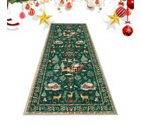 Tapis De Noël Pour Couloir - Décoration Nol Motifs Bonhomme De Neige Sapin Père Noël Antidérapant | Tapis Couloir Nol Long Pour Entrée Chambre Salle À Manger Cuisine Maison Décoration Hiver