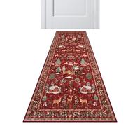 Tapis De Noël Pour Couloir - Décoration Nol Motifs Bonhomme De Neige Sapin Père Noël Antidérapant | Tapis Couloir Nol Long Pour Entrée Chambre Salle À Manger Cuisine Maison Décoration Hiver