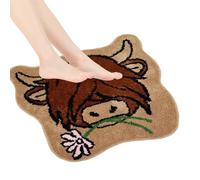 Tapis De Salle De Bain En Forme Vache - Tapis Bain En Vache Des Highlands | Tapiis Poliéster Imitación Cachemire 80 x 80 cm | Tapiis Antidérapant Absorbente Pour Salle Baiin Cuisine Chambre Balcon