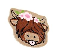 Tapis De Salle De Bain En Forme Vache - Tapis Bain En Vache Des Highlands | Tapiis Poliéster Imitación Cachemire 80 x 80 cm | Tapiis Antidérapant Absorbente Pour Salle Baiin Cuisine Chambre Balcon