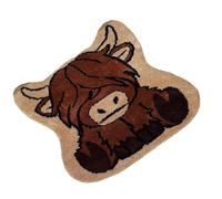 Tapis De Salle De Bain En Forme Vache - Tapis Bain En Vache Des Highlands | Tapiis Polyester Imitation Cachemire 80x80cm | Tapiis Antidérapant Absorbant Pour Salle Baiin Cuisine Chambre Balcon