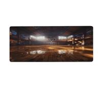 Tapis de souris de bureau motif terrain de basket 30 x 80 cm avec bords cousus, grand tapis de souris gaming antidérapant en caoutchouc pour ordinateur de bureau, clavier, ordinateur portable et sou