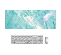 Tapis de Souris d'ordinateur Creative Marble Color Cartoon Cartoon Pad Large Mouse Pad Marbre Bleu-Vert 15.7X35.4X0.12 in