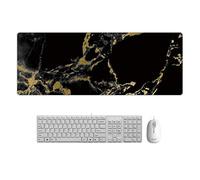 Tapis de Souris d'ordinateur Creative Marble Color Cartoon Pad de Bureau Grand Tapis de Souris Marbre Noir or 15.7X35.4X0.20 in