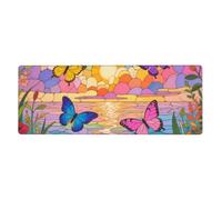 Tapis de souris gaming Quatre Papillons pour clavier et souris, format XL, protection de bureau, bords cousus, base en caoutchouc antidérapante, tapis de souris amusant pour la maison et le bureau,