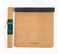 Myga Esterilla de yoga de corcho - Parte superior y superficie de corcho natural Esterilla de yoga de viaje 100% de caucho antideslizante (Beige)(183 cm x 63 cm x 2 mm)