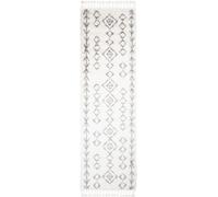 Tapiso Alfombra de pasillo crema gris étnico azteca flecos 100x300