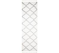 Tapiso Alfombra de pasillo crema gris oscuro marroquí flecos 100x200