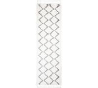 Tapiso Alfombra de pasillo crema gris oscuro zigzag flecos 80x250