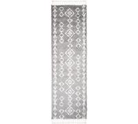Tapiso Alfombra de pasillo gris crema étnico azteca flecos 100x250