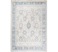 Tapiso Alfombra de salón comedor clásico gris azul crema flores 120x170