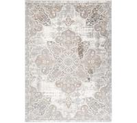 Tapiso Alfombra de salón comedor vintage crema gris beige flores 120x170
