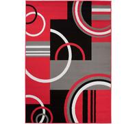 TAPISO Maya Alfombra de Pelo Corto Resistente Suave Diseño Moderno Abstracto Geométrico Rojo Negro Gris Blanco Alfombra de Salón Dormitorio Habitación Infantil 180 x 250 cm