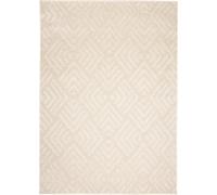 Tapiso Alfombra exterior interior 3D crema beige cuadros abstracta 120 x 170