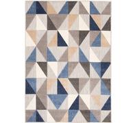 Tapiso Alfombra interior exterior 3d azul gris beige crema 140x200cm