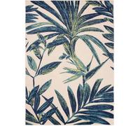 Tapiso Alfombra interior exterior azul verde crema hojas 3d 160 x 220 cm