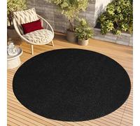 TAPISO Alfombra Mono Redonda De Pelo Corto Interior Diseño Moderno Alfombra Negra De Un Solo Color Salón Dormitorio Adulto Comedor Cocina Resistente Exterior Oeko-Tex 120 x 120 cm