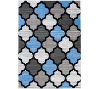 Tapiso Alfombra para niño azul gris blanco negro treillis 120x170cm