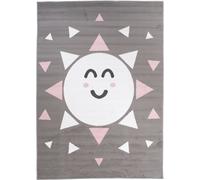 Tapiso Alfombra para niño blanco rosa gris sol 160x220cm