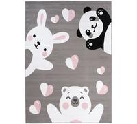 Tapiso Alfombra para niño gris blanco oso conejito panda 200x300cm