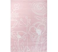 Tapiso Alfombra para niño rosa blanco flores hojas 200x300cm