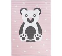 Tapiso Alfombra para niño rosa gris blanco oso 120x170cm