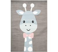 Tapiso Alfombra para niños gris azul rosa jirafa suave 160 x 220 cm