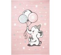 Tapiso Alfombra para niños rosa blanco gris azul elefante suave 120 x 170 cm
