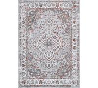 Tapiso Alfombra para salón comedor clásico rosa gris crema 200x300