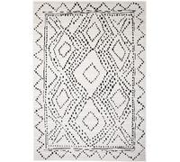 Tapiso Alfombra para salón crema negro étnico puntos 80 x 150 cm