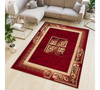 TAPISO Atlas Alfombra Suave de Pelo Corto Resistente Diseño Clásico Moderno Rojo Beige Alfombra de Salón Habitación Dormitorio Oficina Oeko-Tex 80 x 150 cm