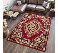 TAPISO Atlas Alfombra Suave de Pelo Corto Resistente Diseño Clásico Tradicional Vintage Rojo Beige Negro Alfombra de Salón Habitación Dormitorio Oeko-Tex 160 x 230 cm
