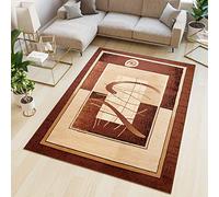 TAPISO Atlas Alfombra Suave de Pelo Corto Resistente Diseño Moderno Marrón Beige Alfombra de Salón Habitación Dormitorio Comedor Oficina Oeko-Tex 130 x 190 cm