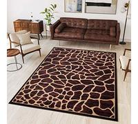 TAPISO Atlas Alfombra Suave de Pelo Corto Resistente Diseño Moderno Piel Animal Negro Marrón Beige Alfombra de Salón Habitación Dormitorio Oeko-Tex 160 x 220 cm