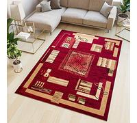 TAPISO Atlas Alfombra Suave de Pelo Corto Resistente Diseño Moderno Rojo Beige Crema Alfombra de Salón Habitación Dormitorio Comedor Oficina Oeko-Tex 180 x 250 cm